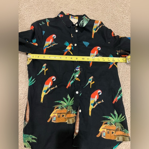 SEZANE x G. Kero Black Tropical Button Down Pierro Shirt Sz 34/XS/ US 2 - Picture 10 of 11